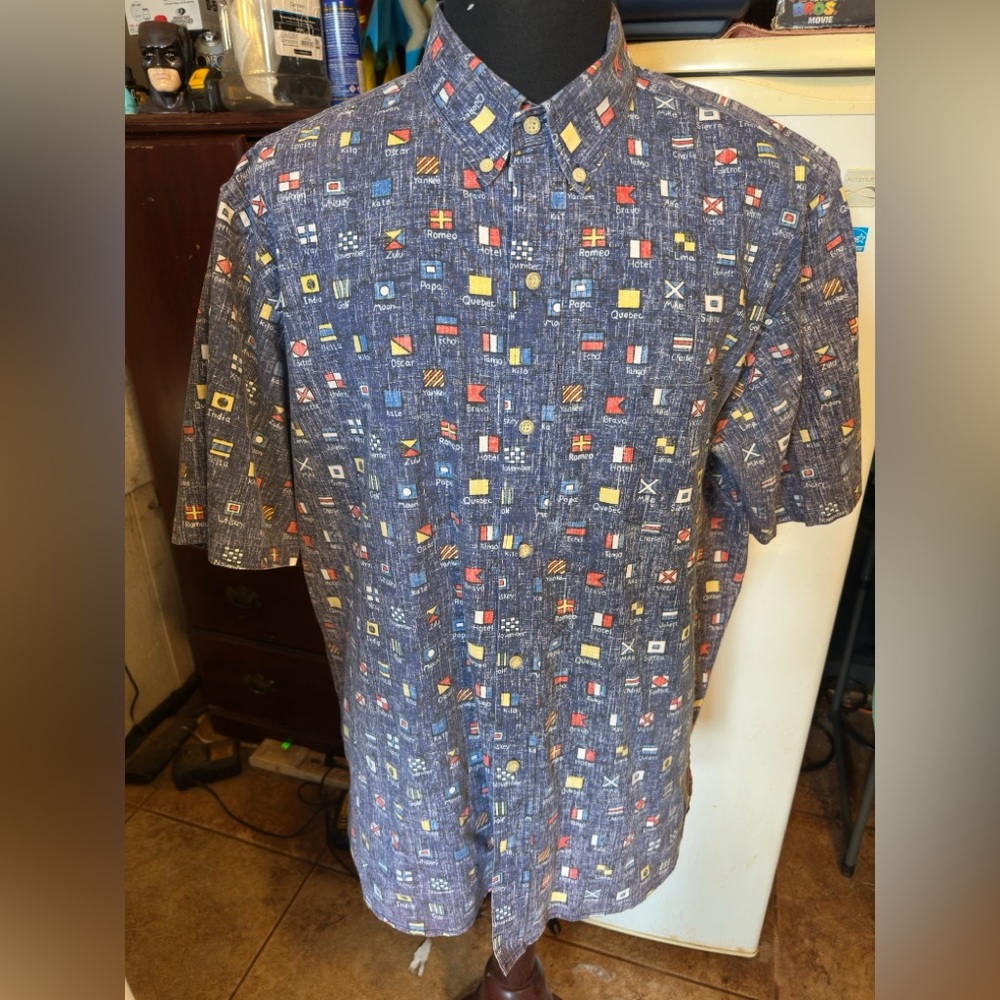 PreOwned Reyn Spooner Blue Hawaiian Shirt Full Button Men's XXL